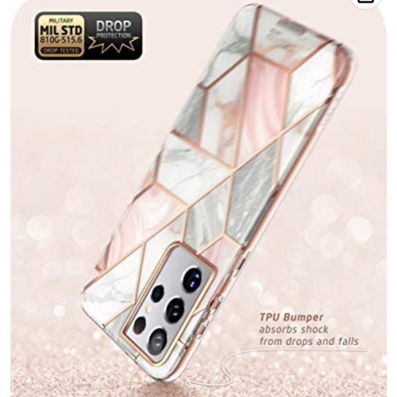 💛i-Blason Cosmo Series Samsung Galaxy S21 Ultra 5G Case pink Marble - Picture 7 of 9